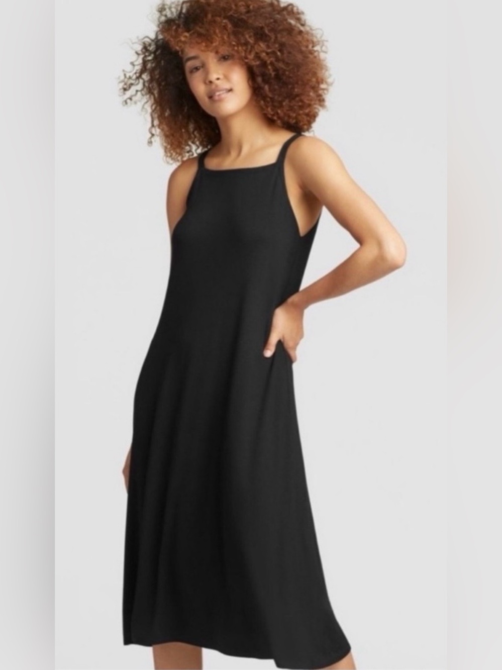 EILEEN FISHER CAMI JERSEY DRESS, SIZE XS.